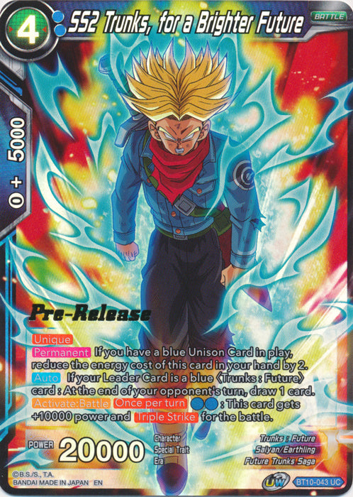 SS2 Trunks, for a Brighter Future (BT10-043) [Rise of the Unison Warrior Prerelease Promos] Parallel Foil
