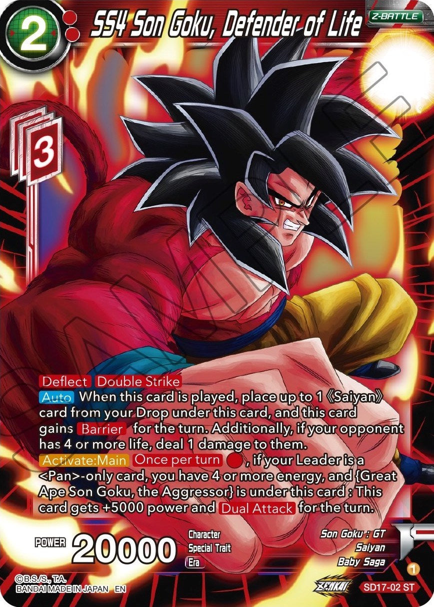 SS4 Son Goku, Defender of Life (SD17-02) [Dawn of the Z-Legends] Parallel Foil
