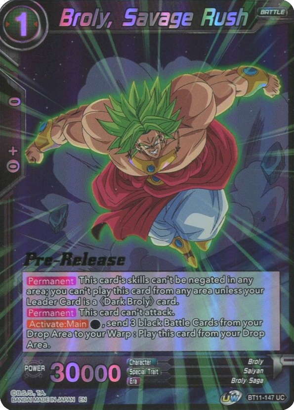 Broly, Savage Rush (BT11-147) [Vermilion Bloodline Prerelease Promos] Parallel Foil