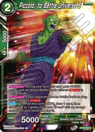 Piccolo, to Battle Universe 6 (BT16-054) [Realm of the Gods] Parallel Foil