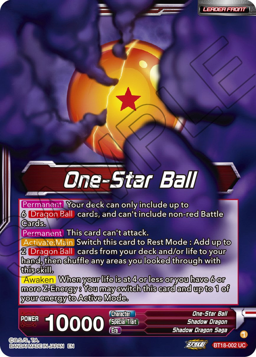 One-Star Ball // Syn Shenron, Despair Made Manifest (BT18-002) [Dawn of the Z-Legends] Parallel Foil