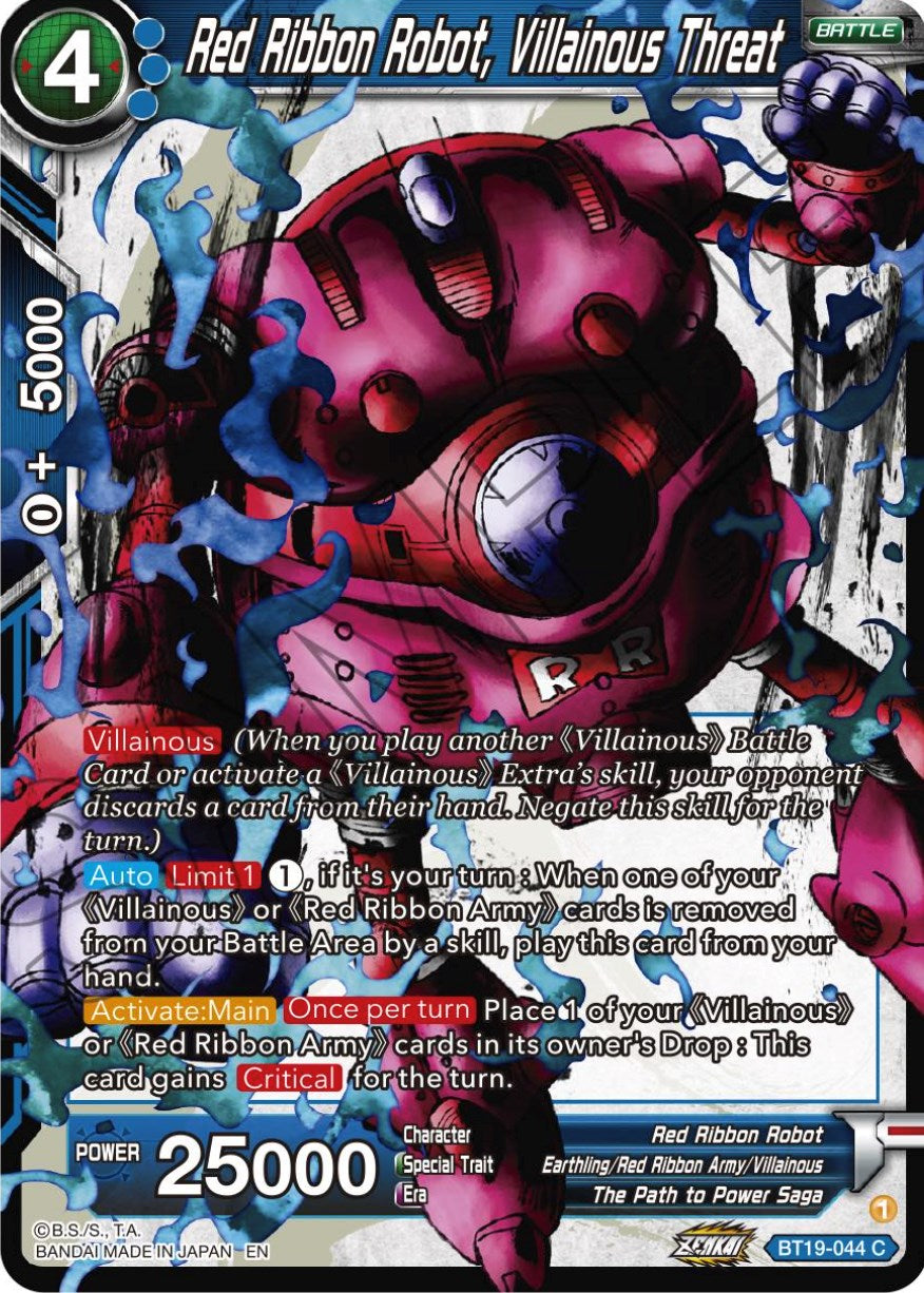Red Ribbon Robot, Villainous threat (BT19-044) [Fighter's Ambition] Parallel Foil