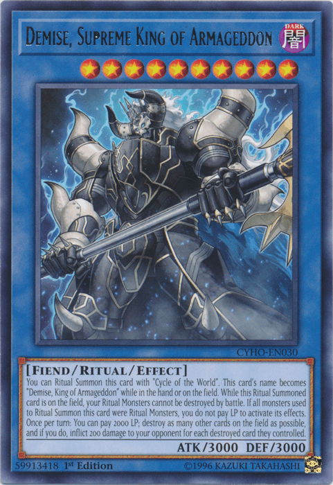 Demise, Supreme King of Armageddon [CYHO-EN030] Rare - Josh's Cards