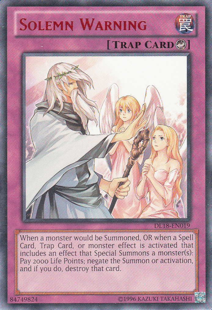 Solemn Warning (Red) [DL18-EN019] Rare - Josh's Cards