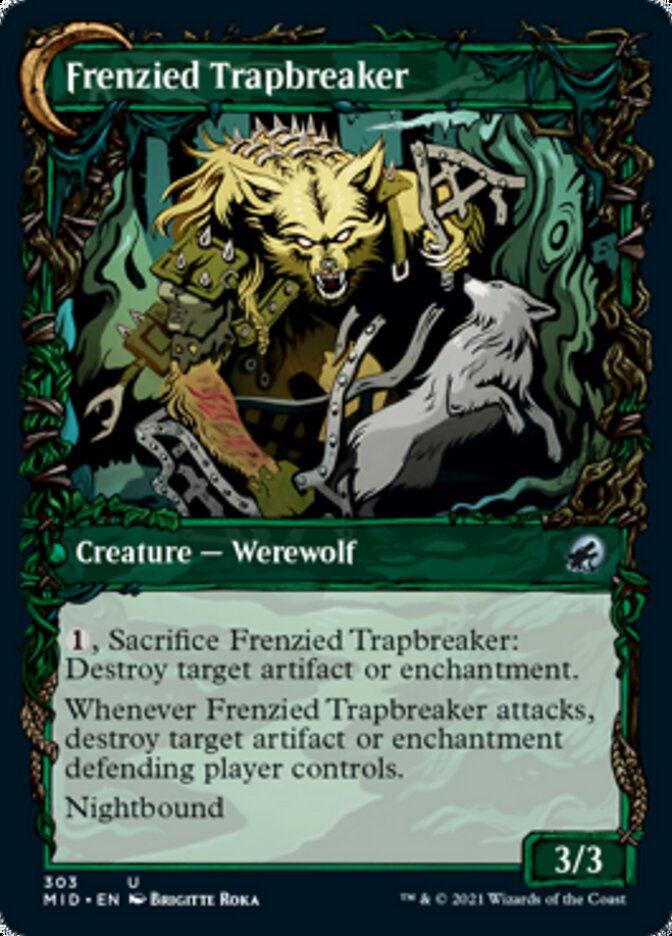 Outland Liberator // Frenzied Trapbreaker (MID-303) - Innistrad: Midnight Hunt: (Showcase, Double Faced Transform) Foil