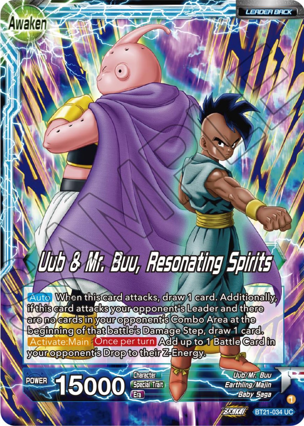 Uub // Uub & Mr. Buu, Resonating Spirits (BT21-034) [Wild Resurgence] Parallel Foil
