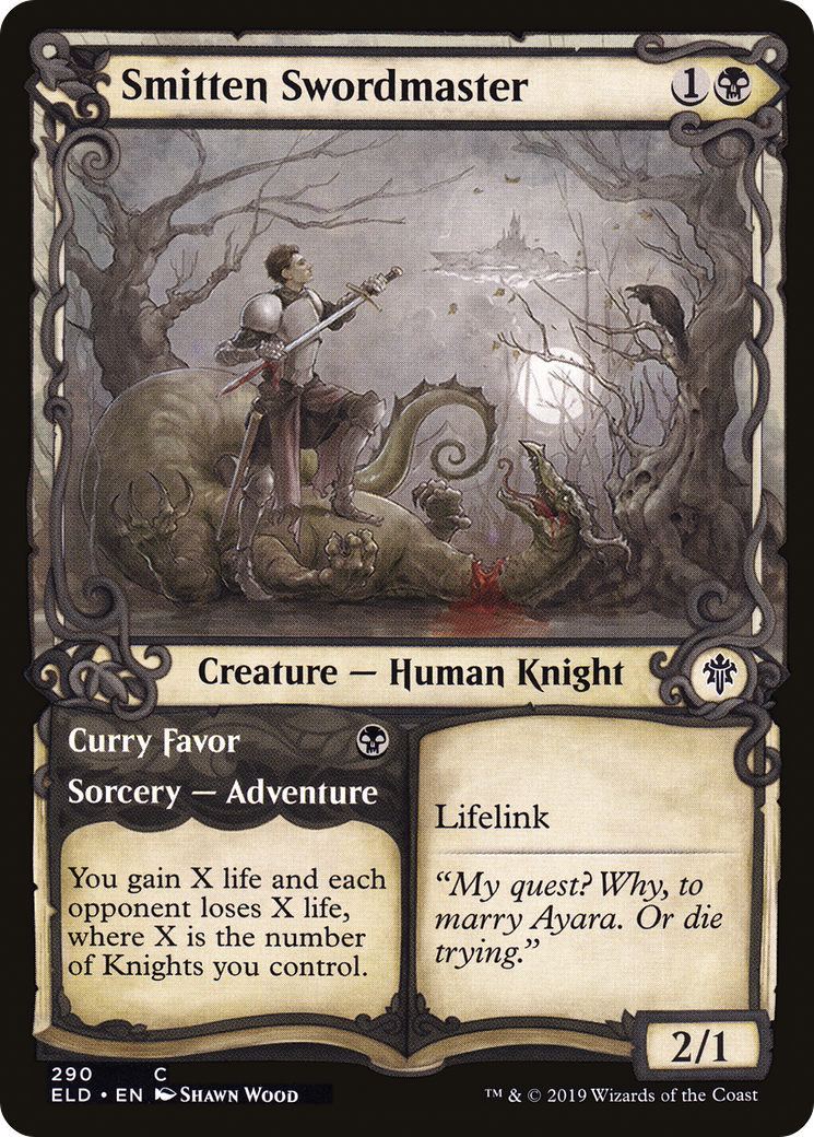 Smitten Swordmaster // Curry Favor (ELD-290) - Throne of Eldraine: (Showcase) Foil