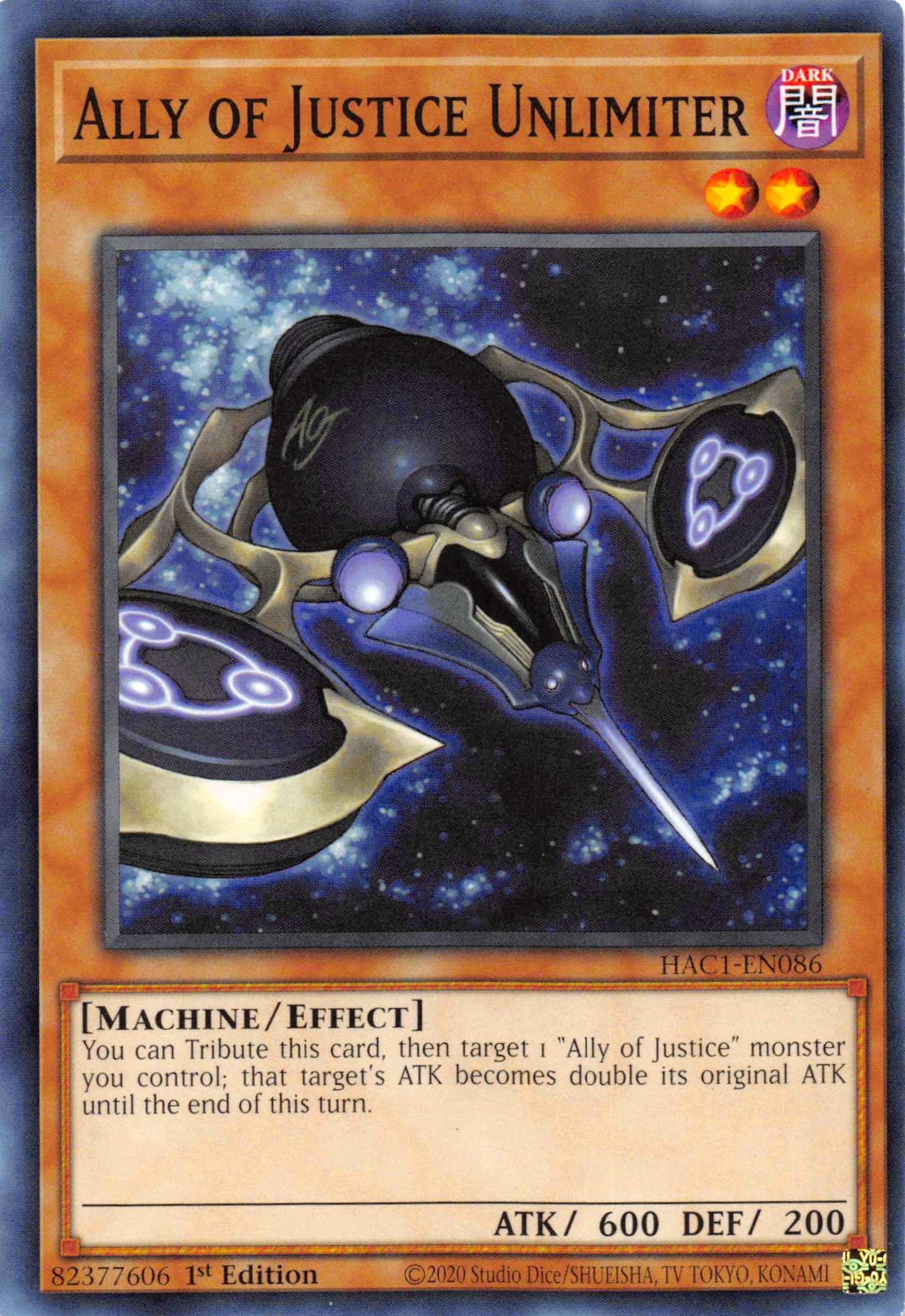 Ally of Justice Unlimiter [HAC1-EN086] Common - Josh's Cards