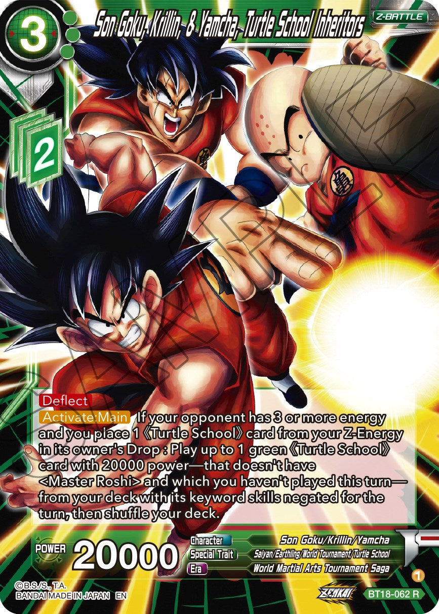 Son Goku, Krillin, & Yamcha, Turtle School Inheritors (BT18-062) [Dawn of the Z-Legends] Parallel Foil