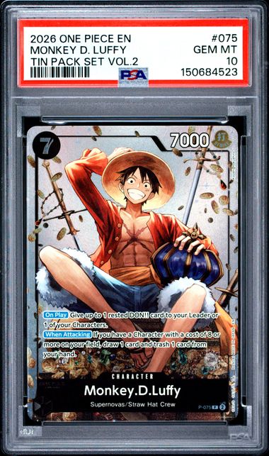 Monkey.D.Luffy Tin Pack Set Vol.2  P-075 PSA 10