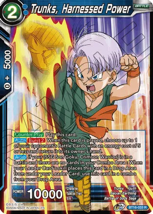 Trunks, Harnessed Power (BT16-033) [Realm of the Gods] Parallel Foil