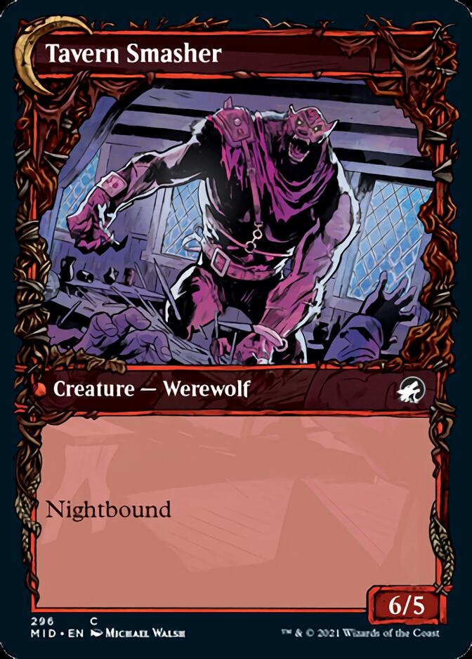 Tavern Ruffian // Tavern Smasher (MID-296) - Innistrad: Midnight Hunt: (Showcase, Double Faced Transform) Foil