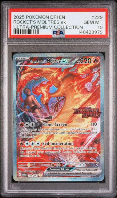 Team Rocket's Moltres ex Destined Rivals Stamp Scarlet & Violet Misc. Promos 229/182 PSA 10