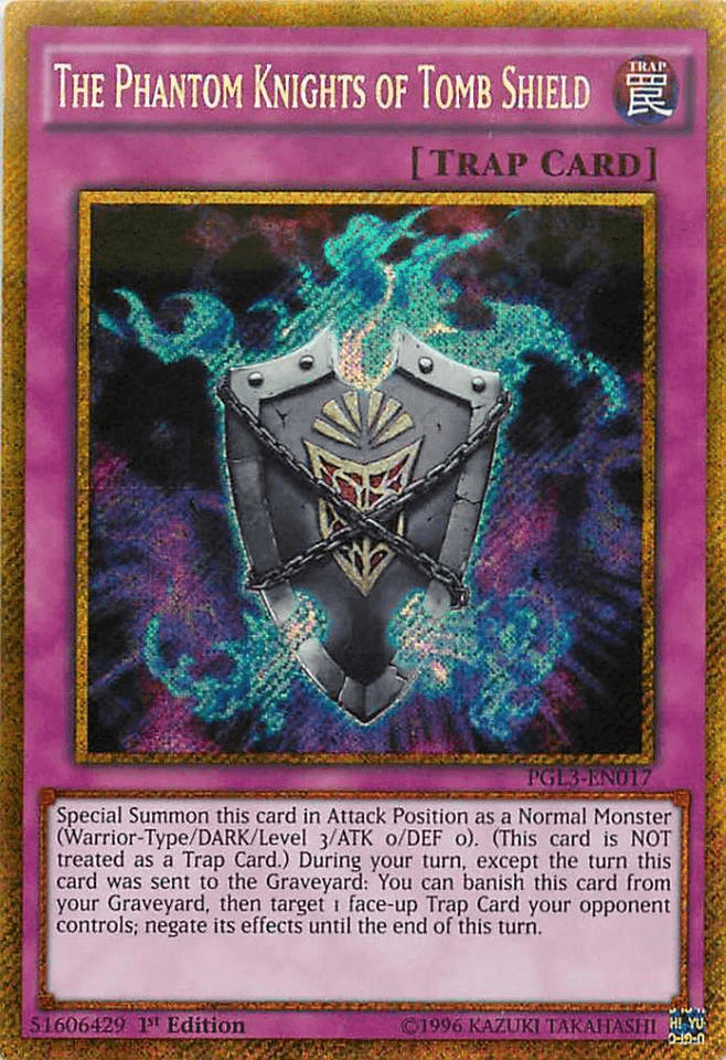 The Phantom Knights of Tomb Shield [PGL3-EN017] Gold Secret Rare - Josh's Cards