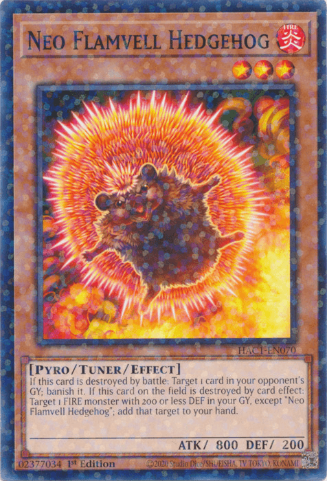 Neo Flamvell Hedgehog (Duel Terminal) [HAC1-EN070] Common - Josh's Cards