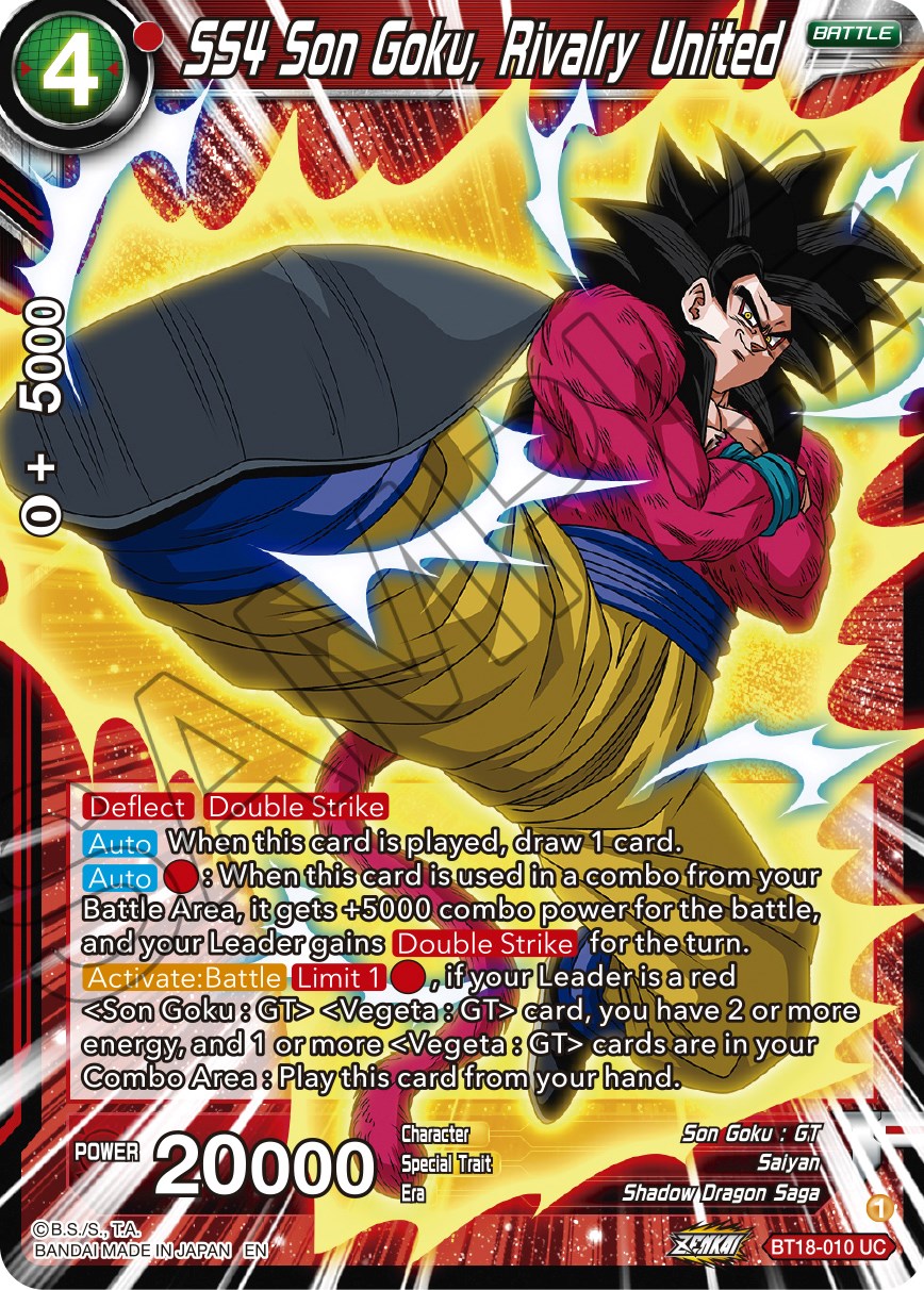 SS4 Son Goku, Rivalry United (BT18-010) [Dawn of the Z-Legends] Parallel Foil