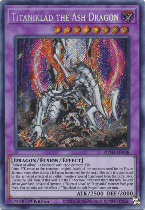 Titaniklad the Ash Dragon [ROTD-EN038] Secret Rare - Josh's Cards