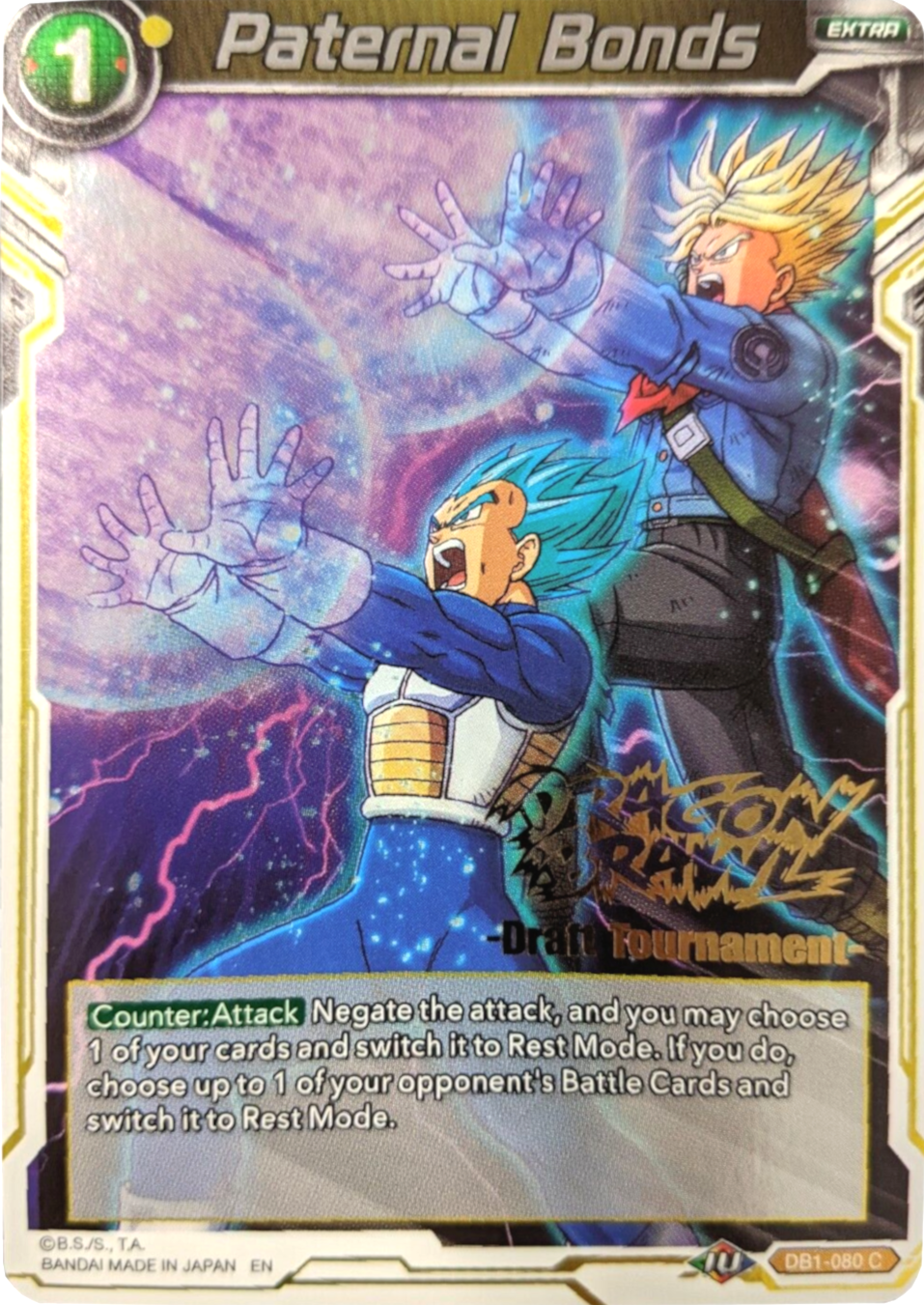 Paternal Bonds (Dragon Brawl Draft Tournament Gold Stamped) (DB1-080) [Promotion Cards] Parallel Foil