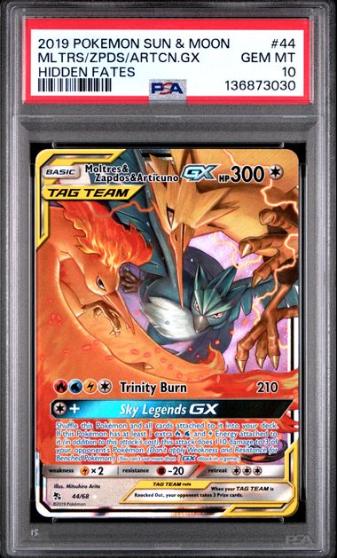 Moltres & Zapdos & Articuno GX Hidden Fates 44/68 PSA 10