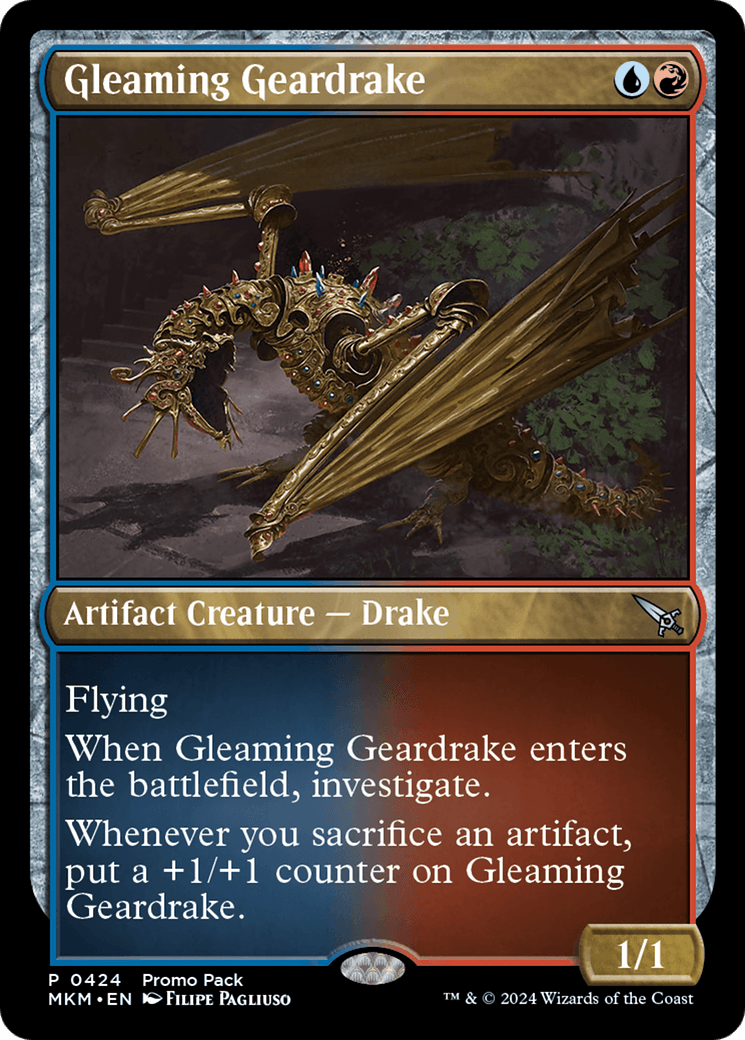 Gleaming Geardrake (Promo Pack) [Murders at Karlov Manor Promos] - Josh's Cards