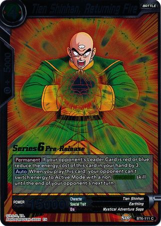 Tien Shinhan, Returning Fire (BT6-111_PR) [Destroyer Kings Prerelease Promos] Parallel Foil