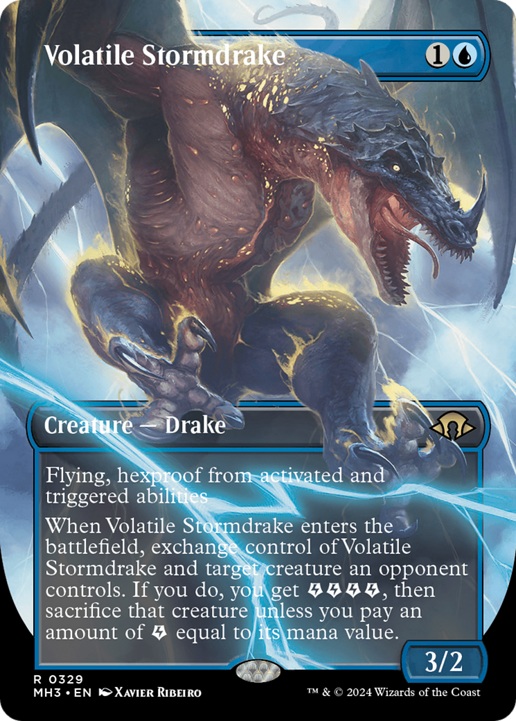 Volatile Stormdrake (Borderless) (MH3-329) - Modern Horizons 3 (Borderless) Foil