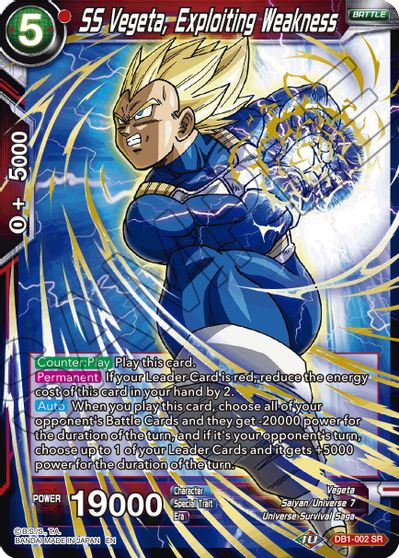 SS Vegeta, Exploiting Weakness (Reprint) (DB1-002) [Battle Evolution Booster] Parallel Foil