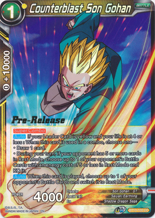 Counterblast Son Gohan (BT10-100) [Rise of the Unison Warrior Prerelease Promos] Parallel Foil