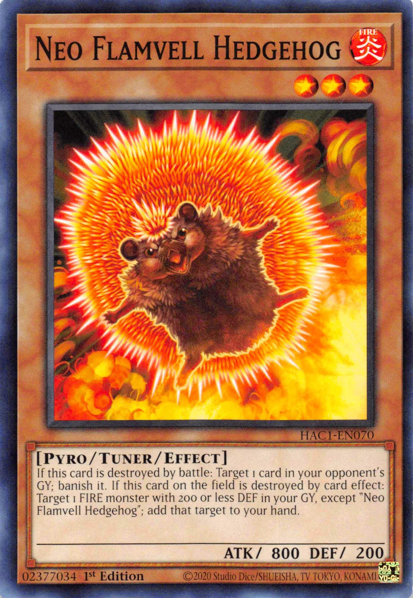 Neo Flamvell Hedgehog [HAC1-EN070] Common - Josh's Cards