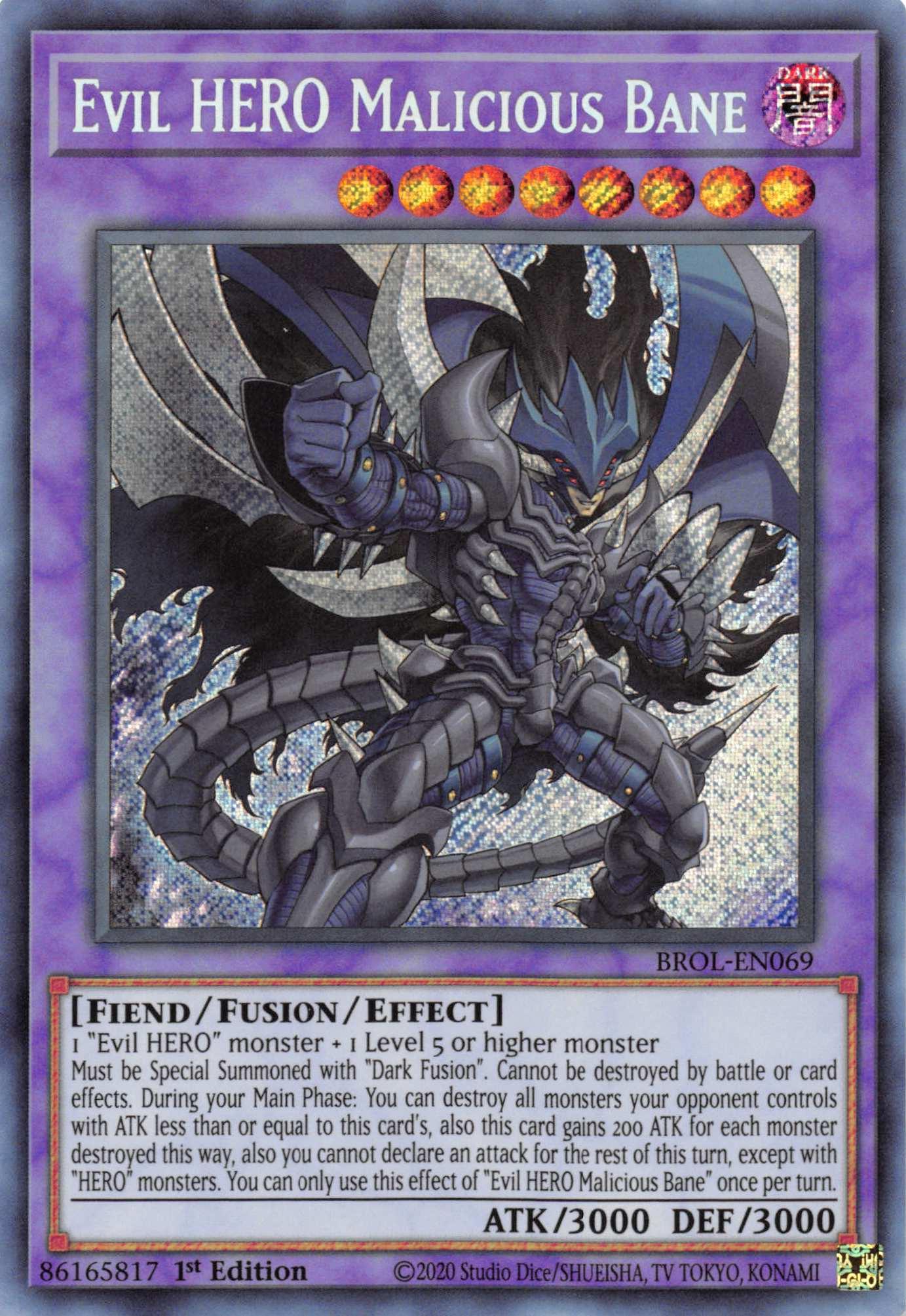 Evil HERO Malicious Bane [BROL-EN069] Secret Rare - Josh's Cards