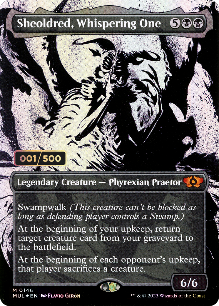 Sheoldred, Whispering One (MUL-146) - Multiverse Legends: (Showcase) (Borderless) Foil
