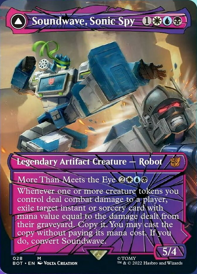 Soundwave, Sonic Spy // Soundwave, Superior Captain (BOT-028) - Transformers: (shatteredglass, convertdfc) (Borderless) Foil