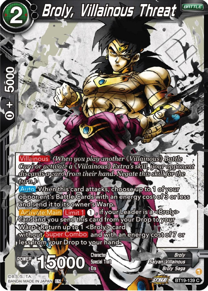 Broly, Villainous Threat (BT19-139) [Fighter's Ambition] Parallel Foil