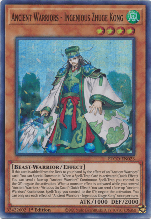 Ancient Warriors - Ingenious Zhuge Kong [ETCO-EN023] Super Rare - Josh's Cards