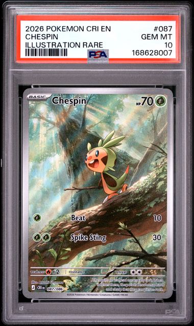 Chespin Illustration Rare ME04 Chaos Rising 087/086 PSA 10
