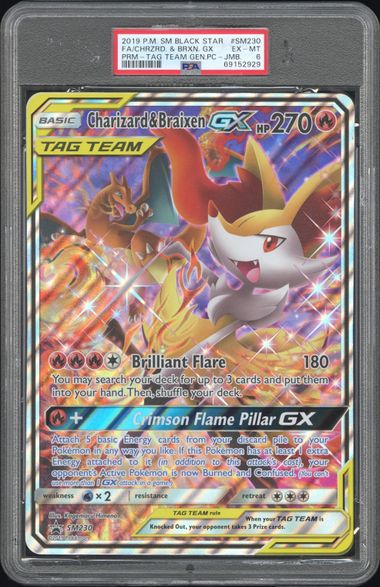 Charizard & Braixen Jumbo Promo SM230 PSA 6