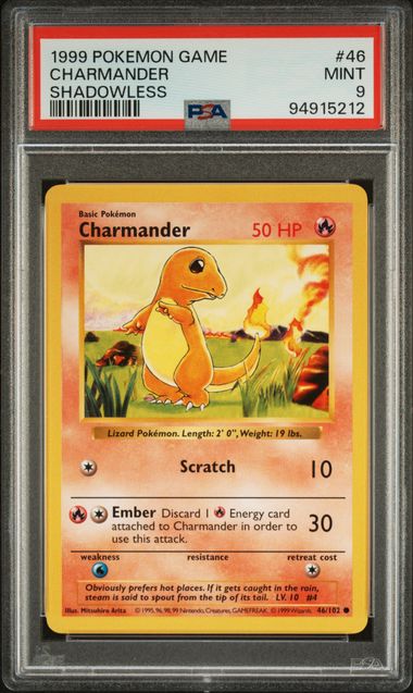 Charmander Base Set Shadowless Unlimited PSA 9