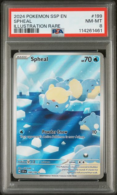 Spheal Illustration Rare Surging Sparks 199/191 PSA 8