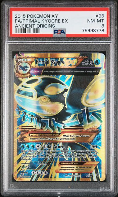 Primal Kyogre EX Ancient Origins 96/98 PSA 8