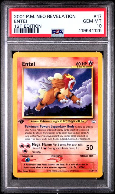 Entei Neo Revelation 1st Edition 17/64 PSA 10