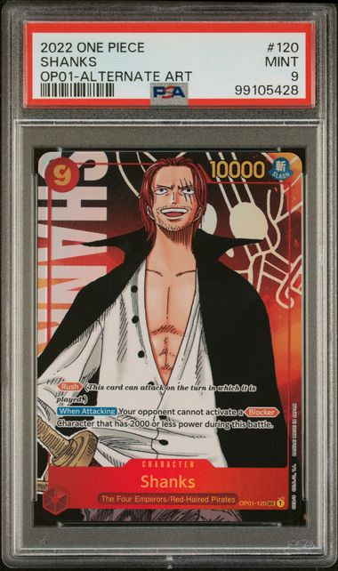 One Piece: Shanks Alternate Art Romance Dawn OP01-120 PSA 9