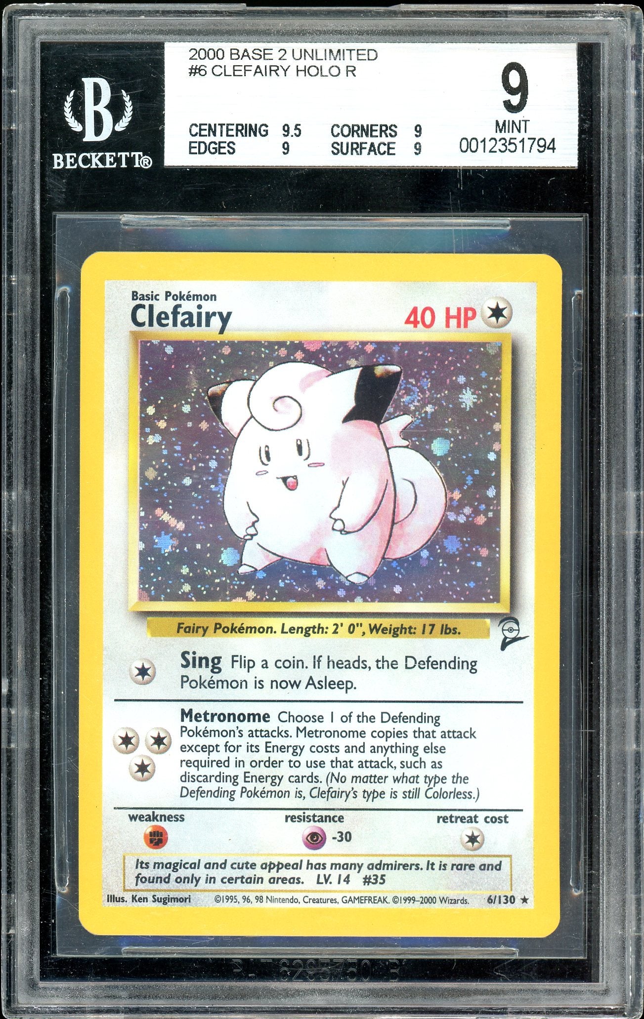 Clefairy Base Set 2 6/130 BGS 9