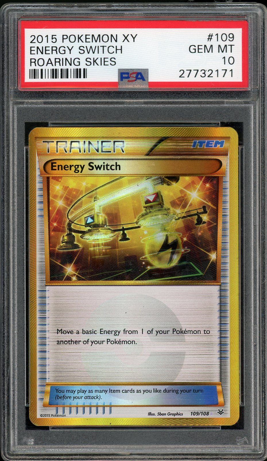 Energy Switch Secret Rare Roaring Skies 109/108 PSA 10
