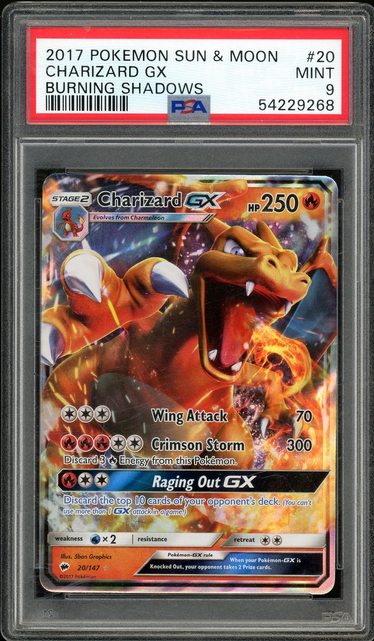 Charizard GX Burning Shadows 20/147 PSA 9