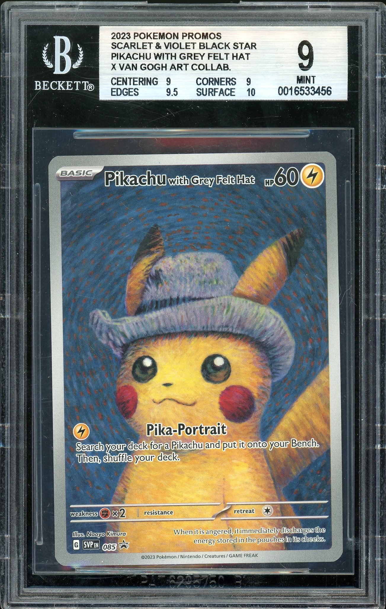 Pikachu with Grey Felt Hat Promo SVP 085 BGS 9