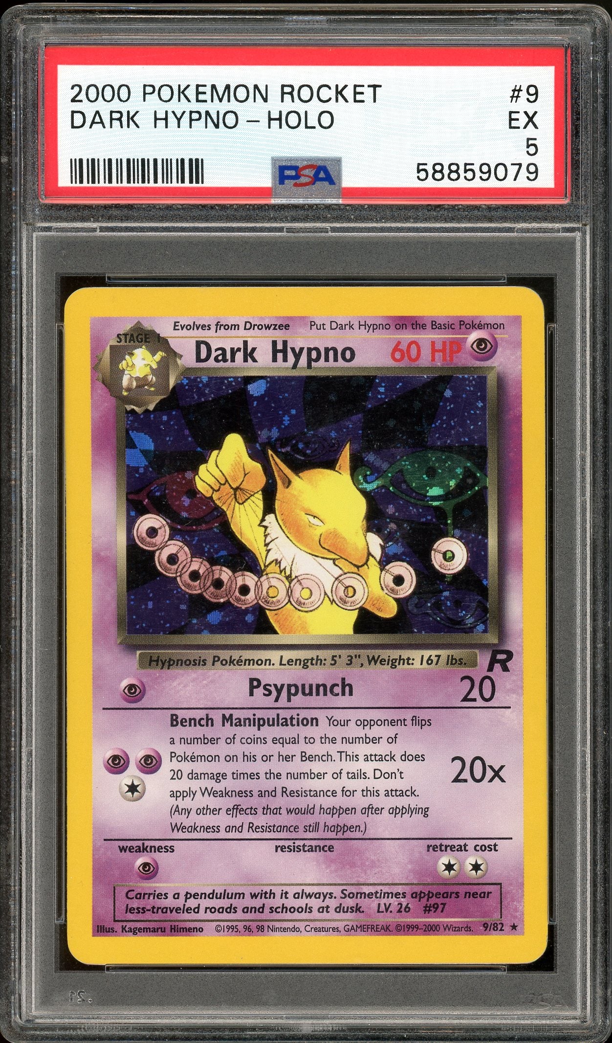 Dark Hypno Team Rocket Unlimited 9/82 PSA 5