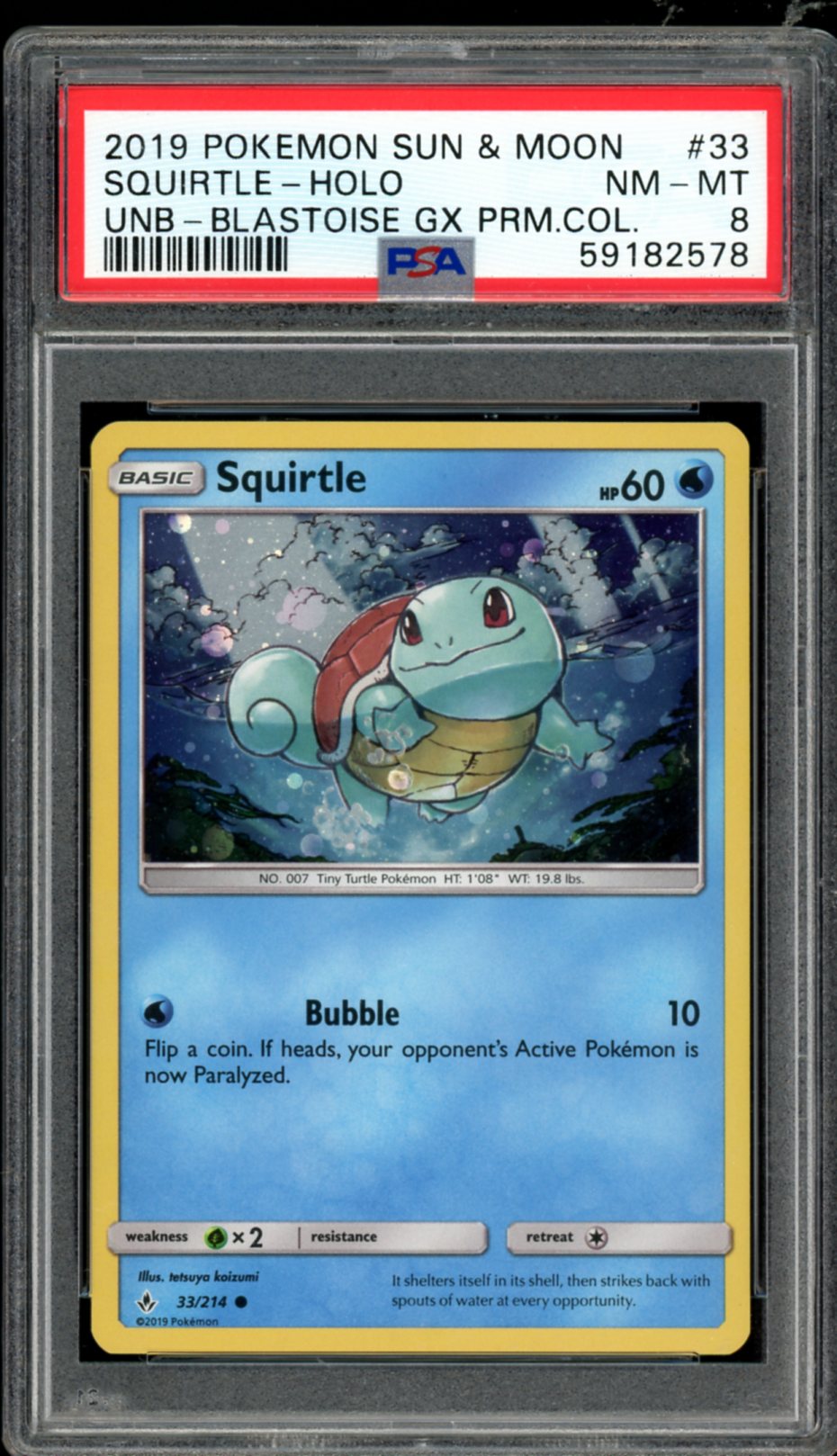 Squirtle Cosmos Holo 33/214 PSA 8