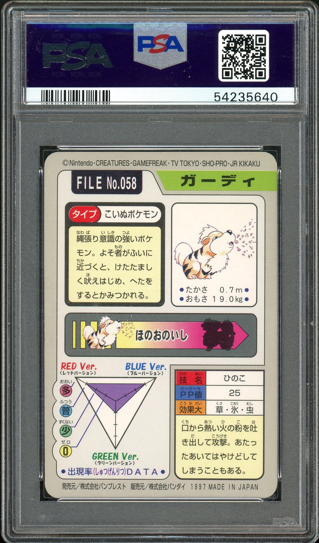 Growlithe Carddass 058 PSA 6