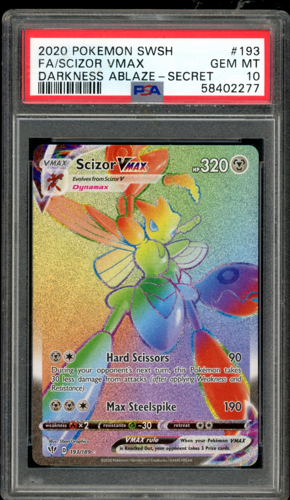 Scizor VMAX Secret Darkness Ablaze 193/189 PSA 10