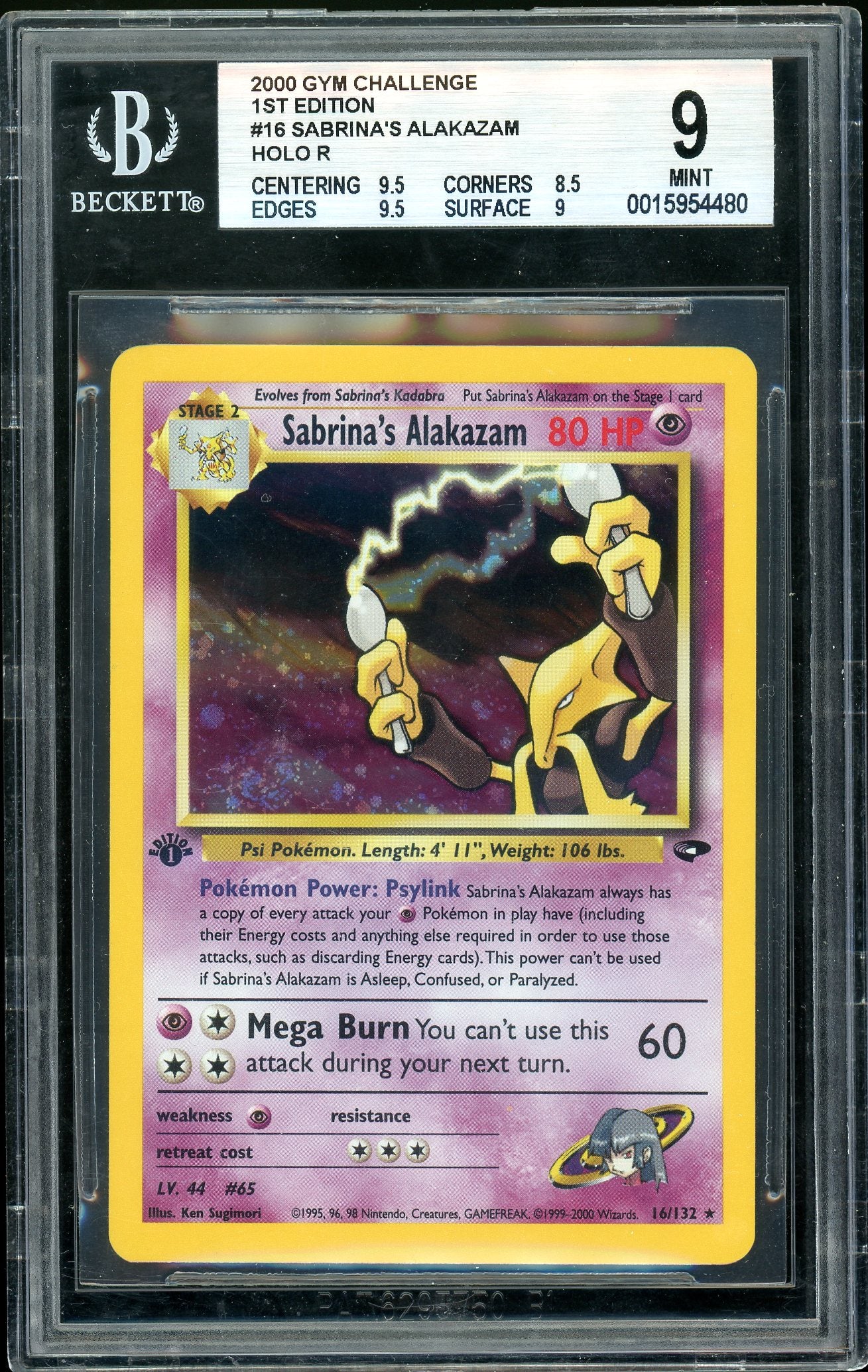 Sabrina's Alakazam Gym Challenge 1st Edition 16/132 BGS 9